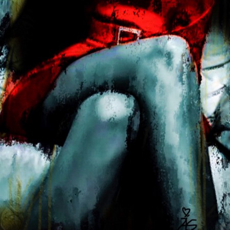 CS LADY IN RED 90x90cm